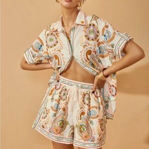 Commense Multicolor Paisley Shirt and Shorts Set